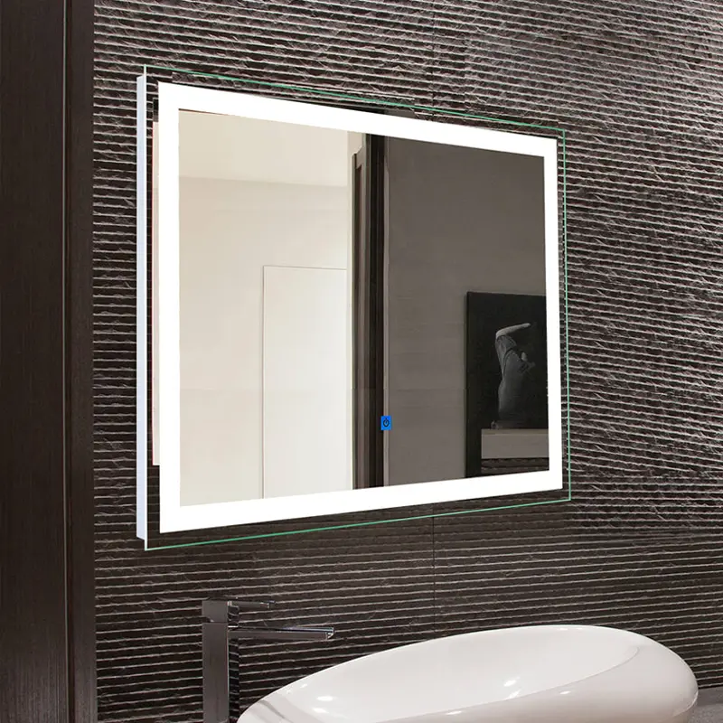 Modern Rectangle LED Bathroom Mirror with Solid Frame