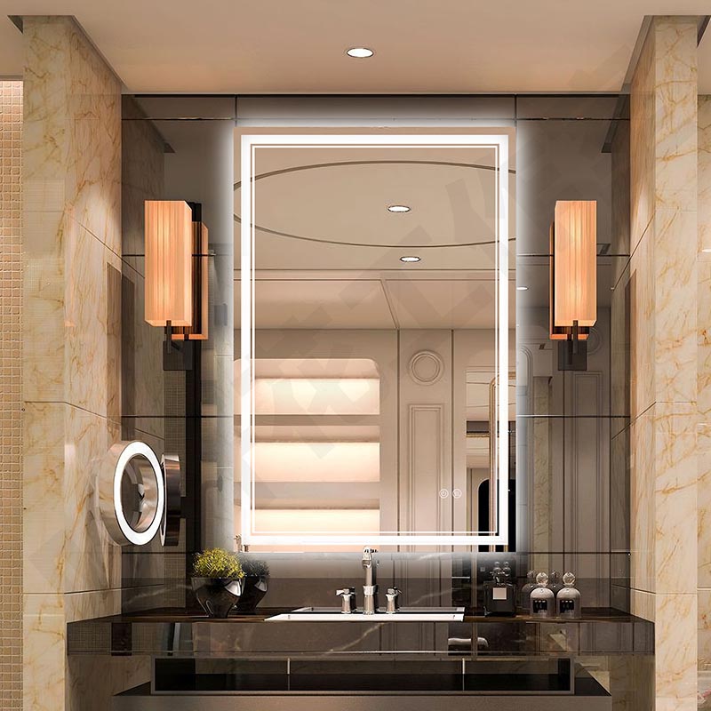 Rectangle LED Bathroom Mirror With Backlit And Front