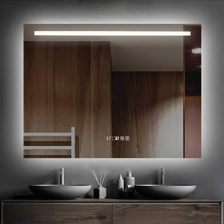 Rectangle LED Bathroom Mirror With Top Frosted Light Strip