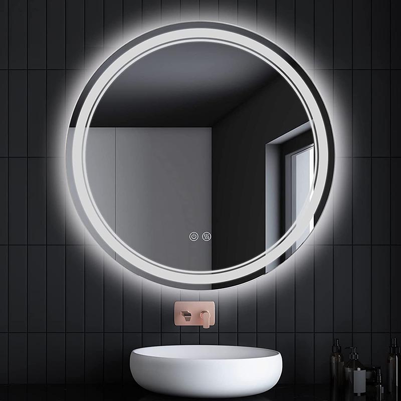 Round LED Bathroom Mirror With Two Touch Switches